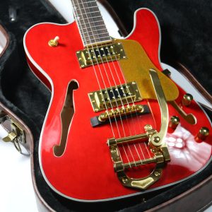 Custom Regent Paul Waller Arch Top Red Orange Bigsby Fhole Guitar