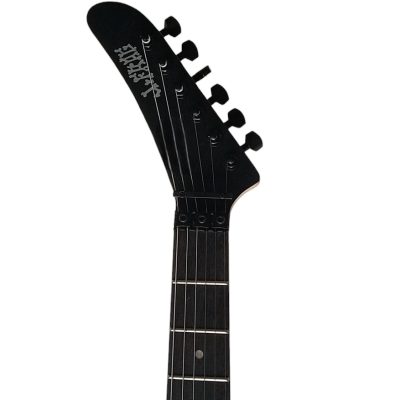Custom Obsidian George Hand Painted Skull And Bones Carved Skeleton Guitar - Image 7