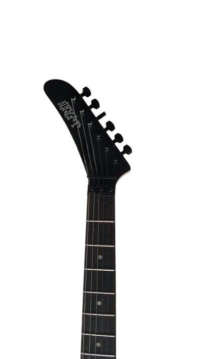 Custom Obsidian George Hand Painted Skull And Bones Carved Skeleton Guitar - Image 7