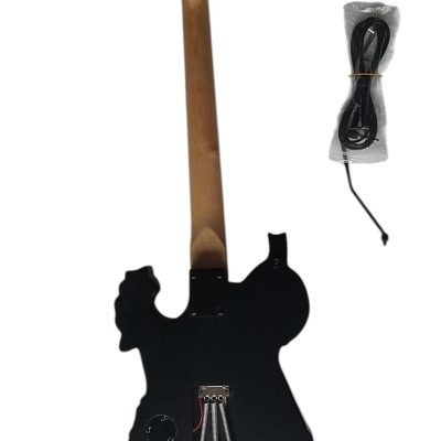 Custom Obsidian George Hand Painted Skull And Bones Carved Skeleton Guitar - Image 4