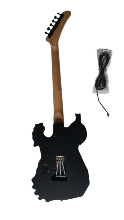 Custom Obsidian George Hand Painted Skull And Bones Carved Skeleton Guitar - Image 4