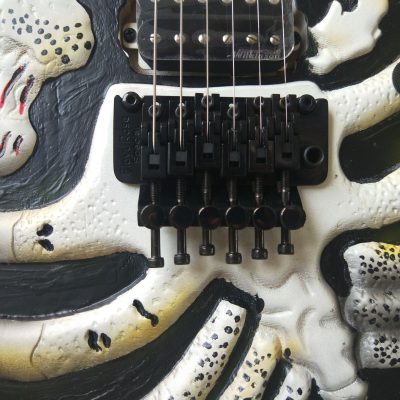 Custom Obsidian George Lynch White Skull And Bones Hand Painted Carved Skeleton Guitar - Image 10