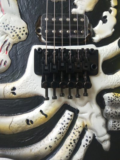 Custom Obsidian George Lynch White Skull And Bones Hand Painted Carved Skeleton Guitar - Image 10
