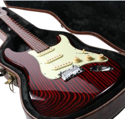 Custom Regent Sandblasted Crimson Red ST Transparent Finish Guitar - Image 2