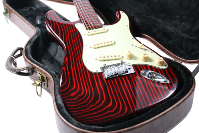 Custom Regent Sandblasted Crimson Red ST Transparent Finish Guitar - Image 3
