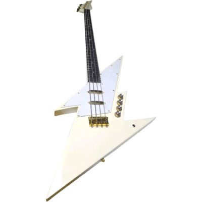 Custom Tempest Lightning Bolt Body Shape 4 String Bass Dimebag 23 Frets Cream Finish - Image 2