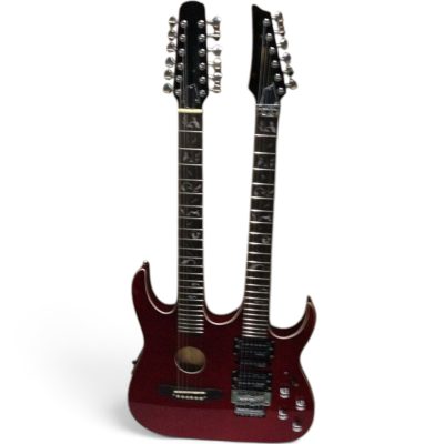 Custom Axis Steve Double Neck Translucent Red Wine Jem 6 and 12 String Acoustic Guitar Tree Of Life Inlay