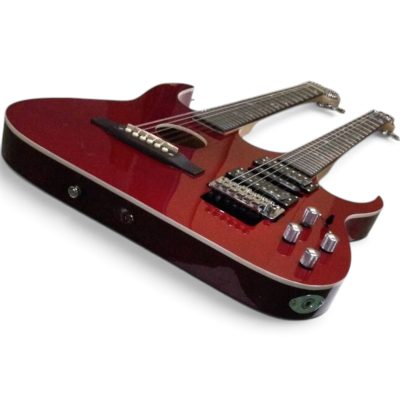 Custom Axis Steve Double Neck Translucent Red Wine Jem 6 and 12 String Acoustic Guitar Tree Of Life Inlay - Image 3