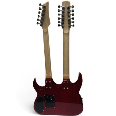 Custom Axis Steve Double Neck Translucent Red Wine Jem 6 and 12 String Acoustic Guitar Tree Of Life Inlay - Image 5