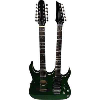 Custom Axis Steve Double Neck Translucent Green Jem 6 and 12 String Acoustic Guitar Tree Of Life Inlay