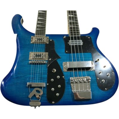 Custom Nova 4003 Geddy Double Neck Blue 4 String Bass 6 String Guitar - Image 2