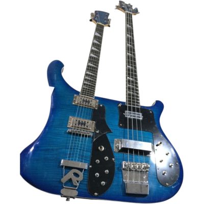 Custom Nova 4003 Geddy Double Neck Blue 4 String Bass 6 String Guitar - Image 5