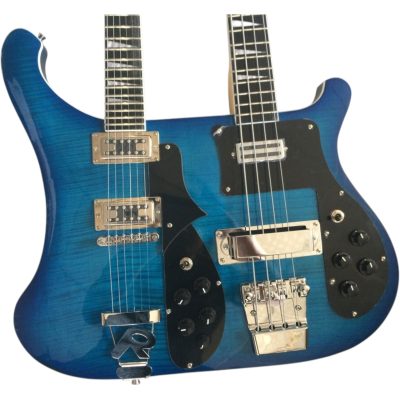 Custom Nova 4003 Geddy Double Neck Blue 4 String Bass 6 String Guitar