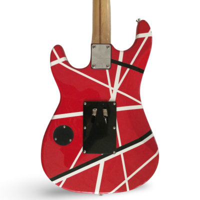 Custom Lazu Wolfgang Red Black White Van Halen Stripes 5150 Red Tremolo Guitar - Image 2