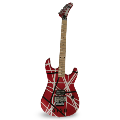 Custom Lazu Wolfgang Red Black White Van Halen Stripes 5150 Red Tremolo Guitar - Image 3