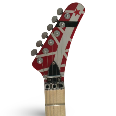 Custom Lazu Wolfgang Red Black White Van Halen Stripes 5150 Red Tremolo Guitar - Image 4
