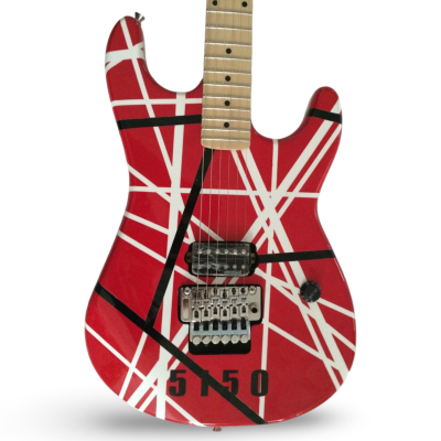 Custom Lazu Wolfgang Red Black White Van Halen Stripes 5150 Red Tremolo Guitar