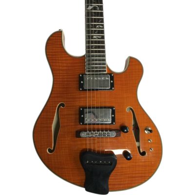 Custom Vesper Languedoc Region Fhole Amber Flamed Maple Top Bracing Inside 6 String Guitar