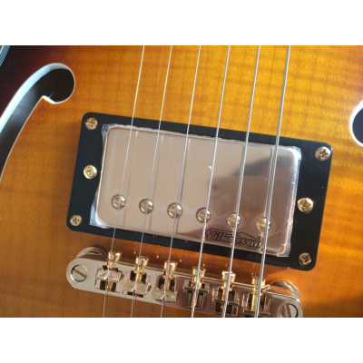 Custom Crown ES335 Byrdland Tri Burst Fhole Florentine Cutaway Guitar Left Handed - Image 5