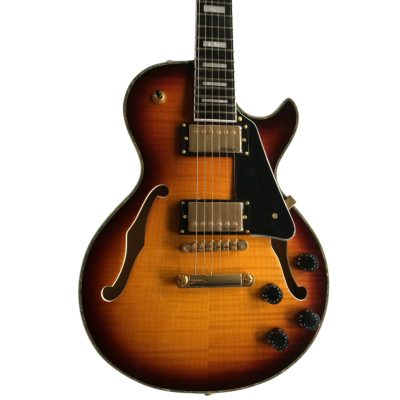 Custom Crown ES335 Byrdland Tri Burst Fhole Florentine Cutaway Guitar