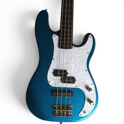 Custom Regent Tony Franklin Metallic Blue Sparkle 4 String Precision Bass Fretless