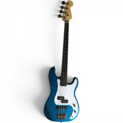 Custom Regent Tony Franklin Metallic Blue Sparkle 4 String Precision Bass Fretless - Image 4