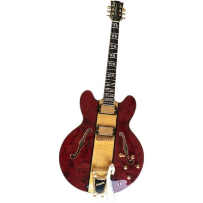 Custom Crown ES335 Bigsby Vibrato Tailpiece Hollowbody Archtop Electric Guitar Veneer Red - Image 5