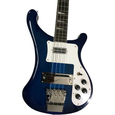 Custom Nova 4003 Blue 4 String Bass White Pickguard Chrome Hardware