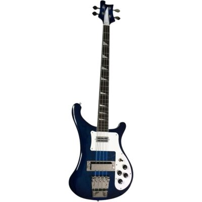 Custom Nova 4003 Blue 4 String Bass White Pickguard Chrome Hardware - Image 6