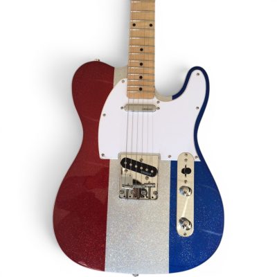 Custom Regent Owens Red Blue Silver Sparkle Dust Finish Guitar