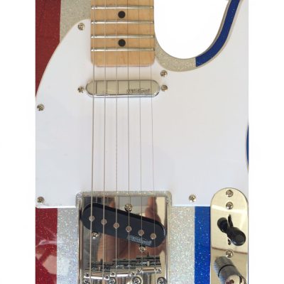 Custom Regent Owens Red Blue Silver Sparkle Dust Finish Guitar - Image 4
