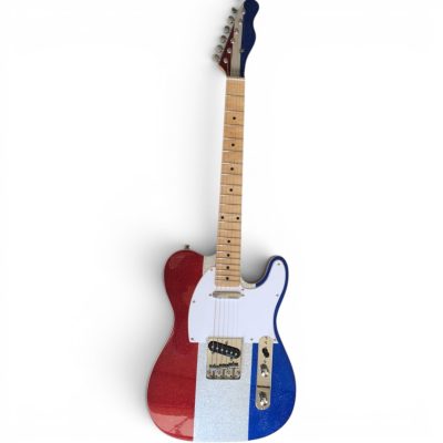 Custom Regent Owens Red Blue Silver Sparkle Dust Finish Guitar - Image 7