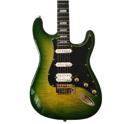 Custom Regent Landau Green Burst Quilted Maple Top Guitar