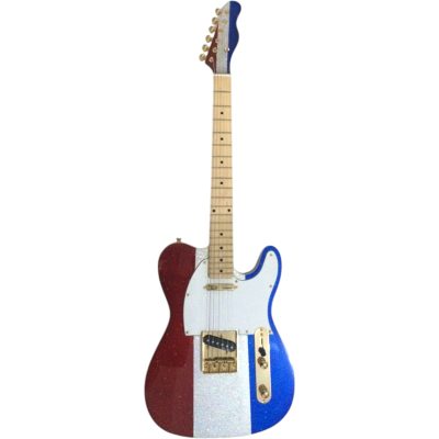 Custom Regent Buck Owens Red Blue Silver Sparkle Dust Finish Guitar White Pickguard Gold - Image 2