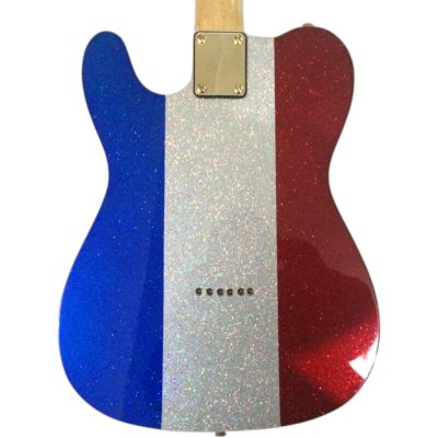 Custom Regent Buck Owens Red Blue Silver Sparkle Dust Finish Guitar White Pickguard Gold - Image 4