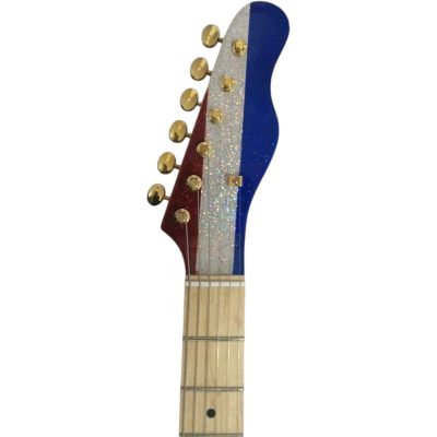Custom Regent Buck Owens Red Blue Silver Sparkle Dust Finish Guitar White Pickguard Gold - Image 6