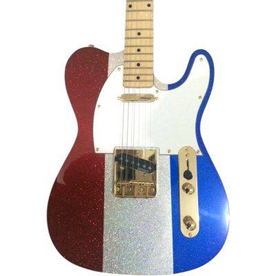 Custom Regent Buck Owens Red Blue Silver Sparkle Dust Finish Guitar White Pickguard Gold