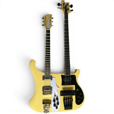 Custom Nova 4080 Geddy Lee Double Neck Yellow 4 String Bass 6 String Guitar