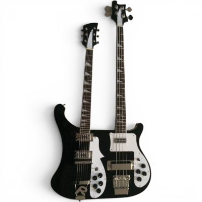 Custom Nova 4080 Geddy Lee Double Neck Jetglo Black 4 String Bass 6 String Guitar - Image 3