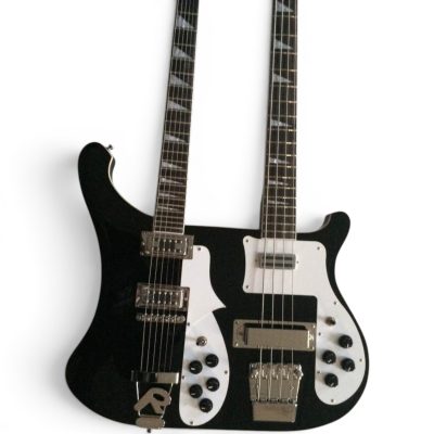 Custom Nova 4080 Geddy Lee Double Neck Jetglo Black 4 String Bass 6 String Guitar