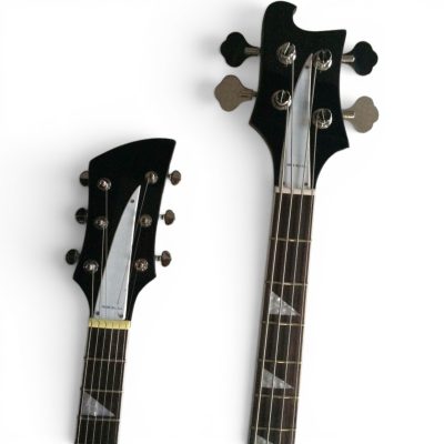 Custom Nova 4080 Geddy Lee Double Neck Jetglo Black 4 String Bass 6 String Guitar - Image 6