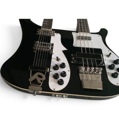 Custom Nova 4080 Geddy Lee Double Neck Jetglo Black 4 String Bass 6 String Guitar - Image 9