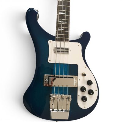 Custom Nova 4003 Transparent Blue 4 String Bass White Pickguard