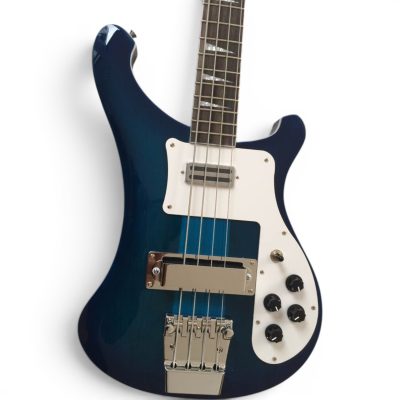 Custom Nova 4003 Transparent Blue 4 String Bass White Pickguard - Image 5