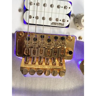 Custom Regent Plexiglass Acrylic Lucite Integrated Blue LED Illumination Guitar Green LED Maple Fretboard - Image 6
