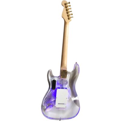 Custom Regent Plexiglass Acrylic Lucite Integrated Blue LED Illumination Guitar Green LED Maple Fretboard - Image 8