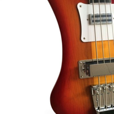 Custom Nova 4003 Transparent Fireglo 4 String Bass White Pickguard - Image 6