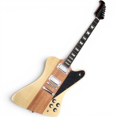 Custom Crown Firebird Natural Satin Flame Maple Outer Body Wings Mahogany And Walnut Neck Through Johnny Mini Humbuckers - Image 4