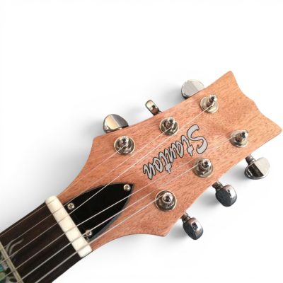 Custom Crown Left Handed Dragon Carved Natural 6 String Guitar - Image 4