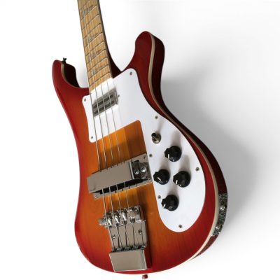 Custom Nova 4003 Fireglo Burst Violet 4 String Bass White Pickguard Maple Fretboard - Image 3